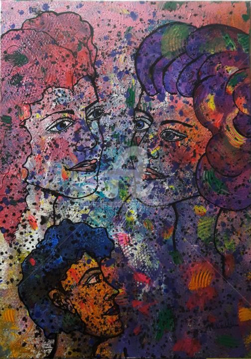 Les demoiselles sœurs et leur mère 绘画, 27.6x19.7 in