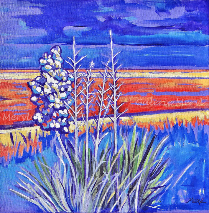 Peinture intitulée "Yuccas dans la pres…" par Meryl, Œuvre d'art originale, Acrylique Monté sur Châssis en bois