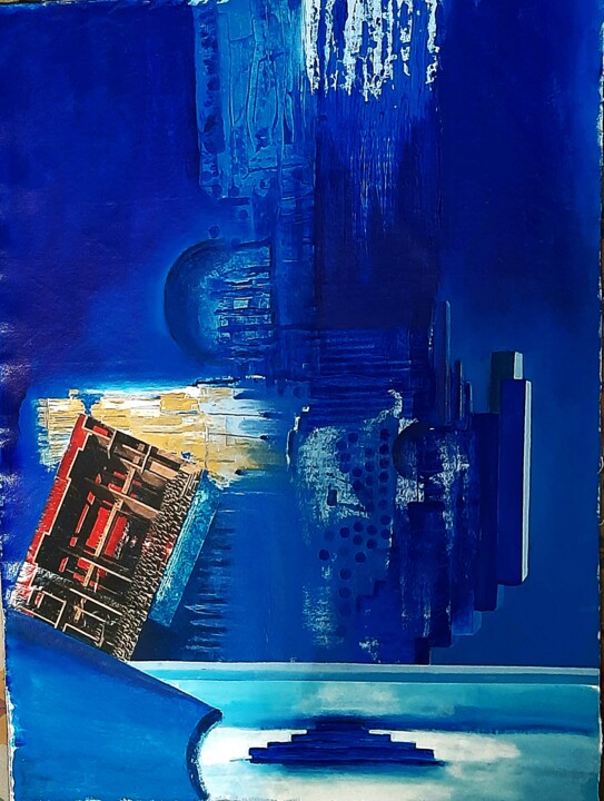 Painting titled "Blue perspective##3" by Giovanni Primo Greco, Original Artwork, Enamel