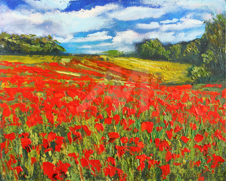 "FIELD OF POPPIES" başlıklı Tablo Svetlana Samovarova (SA.LANA) tarafından, Orijinal sanat, Petrol