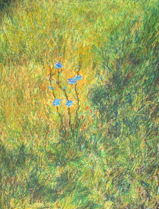 Drawing titled "Chicory" by Albert Safiullin, Original Artwork, Pastel