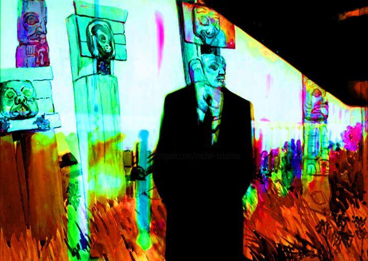 Arts numériques intitulée "portrait de FP en t…" par Michel Tabanou, Œuvre d'art originale, Peinture numérique