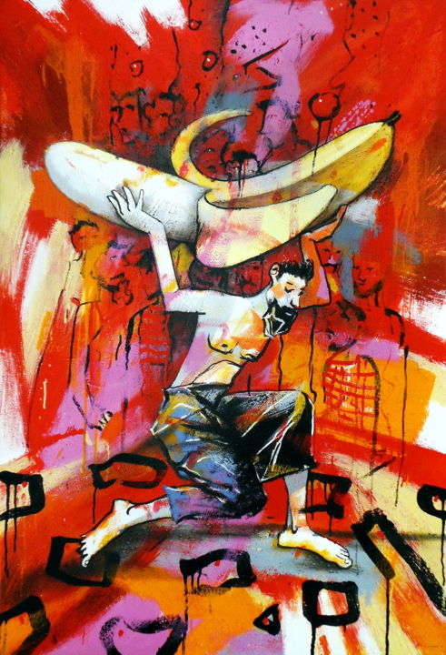 Banana Atlas 绘画, 55.1x37.4 in
