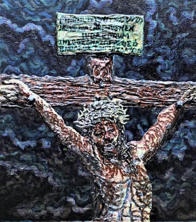 Painting titled "Behold the Lamb of…" by Stephen J Vattimo, Original Artwork, Acrylic Mounted on Wood Stretcher frame