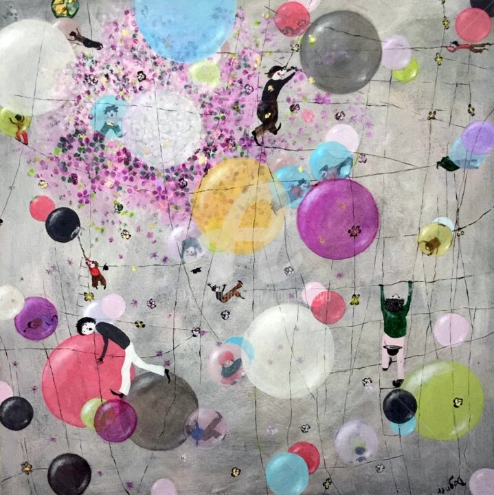 Painting titled "bubble-booom" by Bogner Eva, Original Artwork, Acrylic
