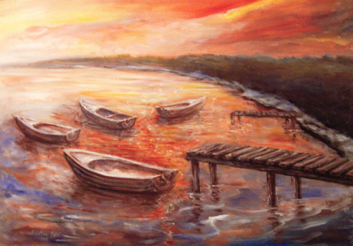 Sunset 绘画, 19.7x27.6 in