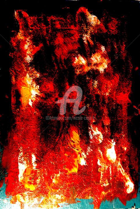 Painting titled "On Fire - The littl…" by Nicole Cecil B, Original Artwork, Acrylic