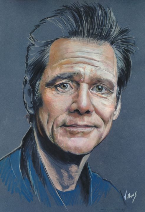 제목이 "Jim Carrey"인 그림 Thierry Villers로, 원작, 파스텔