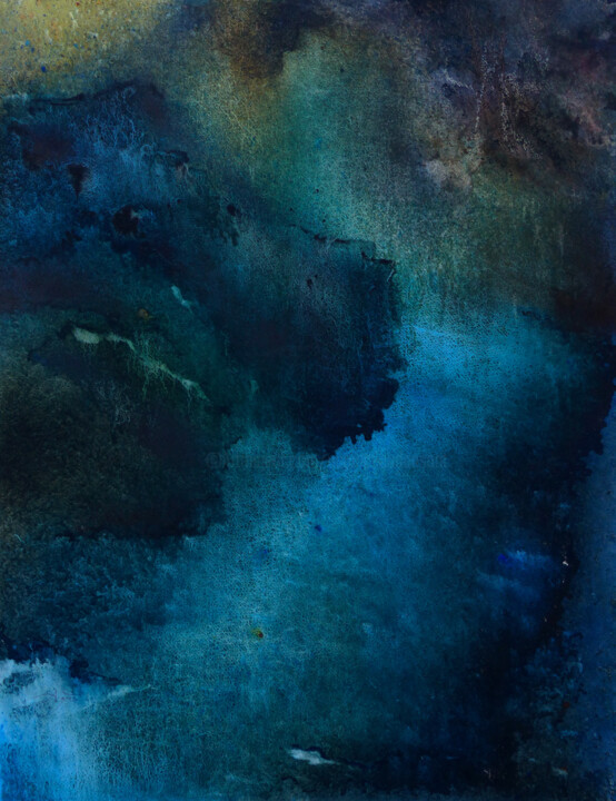 Peinture intitulée "Nocturne" par Agnès Grégis (Au pinceau dansant), Œuvre d'art originale, Aquarelle