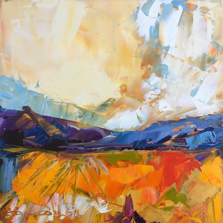 Pintura titulada "Funny landscape" por Dam Domido, Obra de arte original, Oleo Montado en Bastidor de camilla de madera