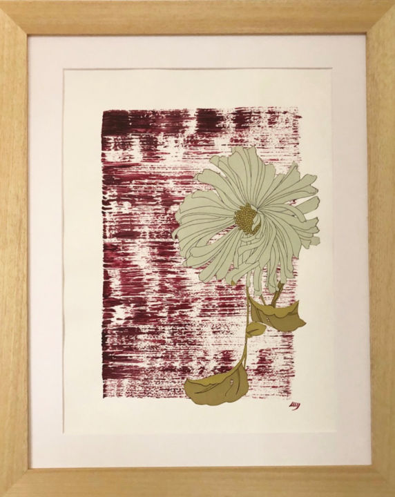 Collages intitulée "Sous le vent" par Marylin Mathon, Œuvre d'art originale, Acrylique Monté sur Panneau de bois