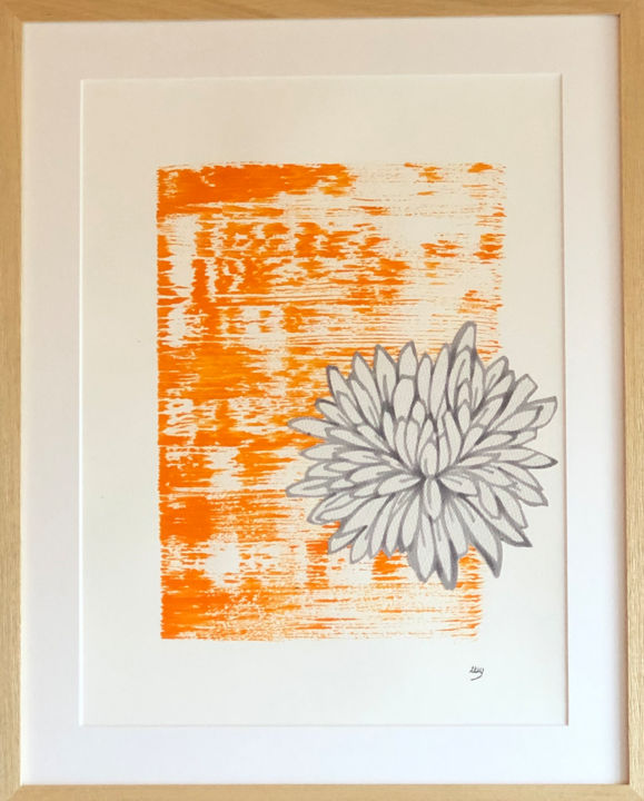 Collages intitulée "Lotus" par Marylin Mathon, Œuvre d'art originale, Acrylique