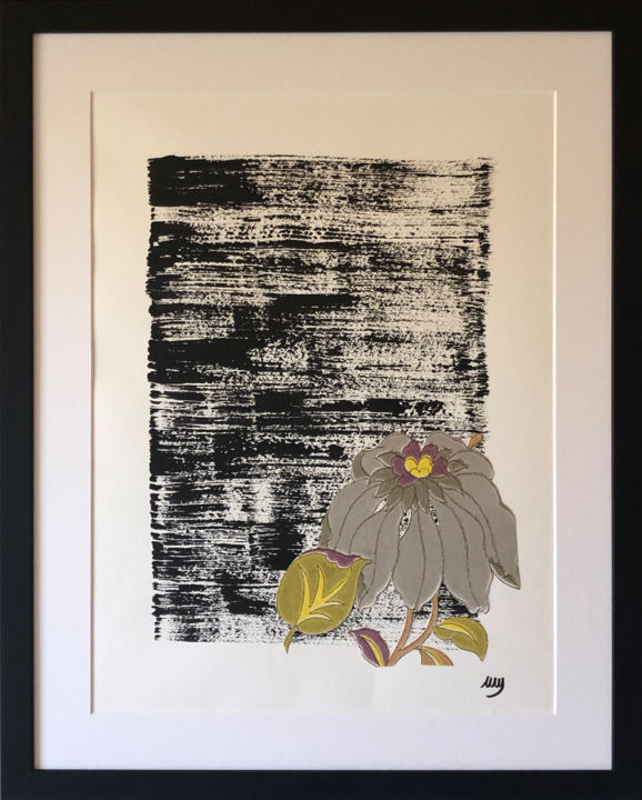 Collages intitulée "Picked in grandma's…" par Marylin Mathon, Œuvre d'art originale, Acrylique Monté sur Panneau de bois