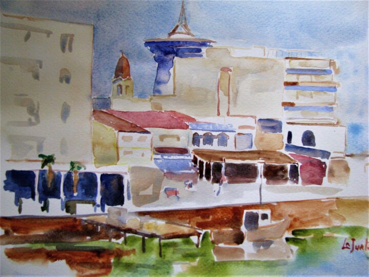 Peinture intitulée "Palavas les Flots,…" par Jean-Noël Le Junter, Œuvre d'art originale, Aquarelle