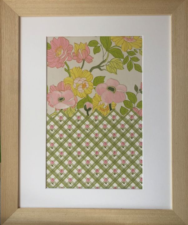 Collages intitulée "Matin de printemps" par Marylin Mathon, Œuvre d'art originale, Collages Monté sur Panneau de bois