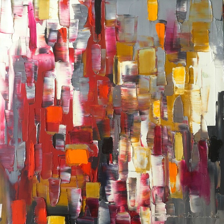 Painting titled "Abstraction composée" by Dam Domido, Original Artwork, Oil