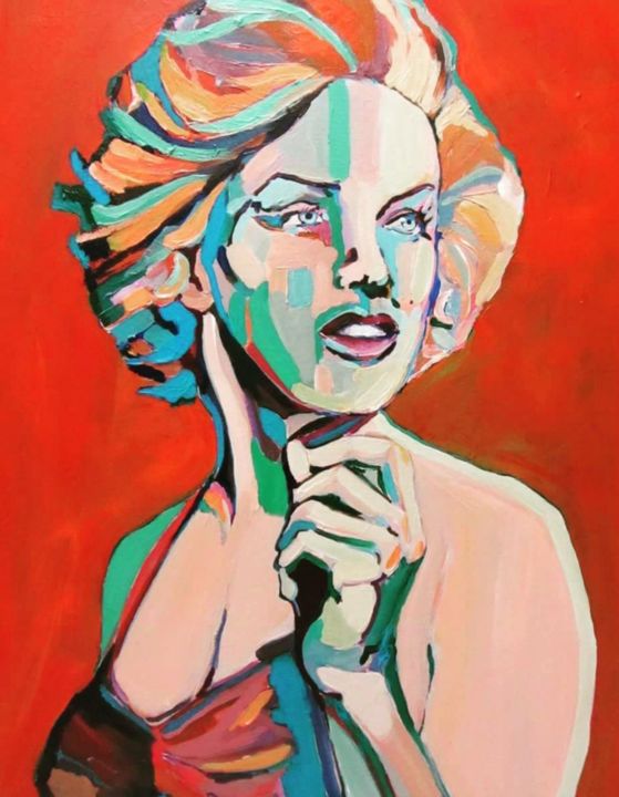 Painting titled "Merilyn Monroe" by Shadon Bindraban, Original Artwork, Acrylic