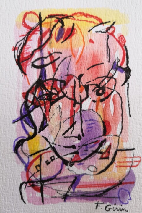 Monstre III 绘画, 5.9x3.9 in