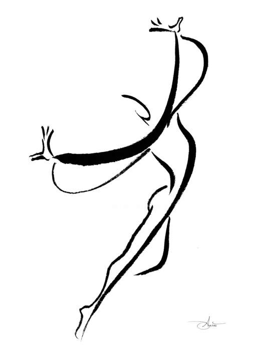 "Une danse légère d'atomes qui virevolte dans l'espace" 图画, 11.4x8.3 in
