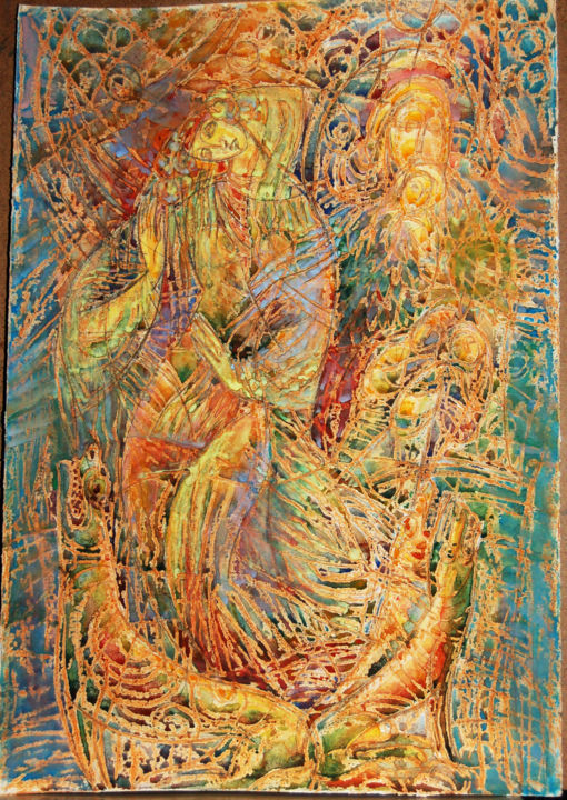 "рождество" başlıklı Tablo Oksana Prudnikova tarafından, Orijinal sanat, Suluboya