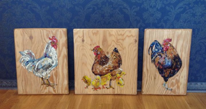 Design getiteld "Птицы" door Gennadii Chernev, Origineel Kunstwerk, Mozaïek Gemonteerd op Glas