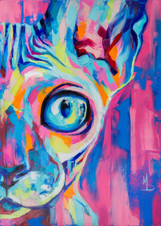 Malerei mit dem Titel "sphynx" von Mari Dein, Original-Kunstwerk, Öl