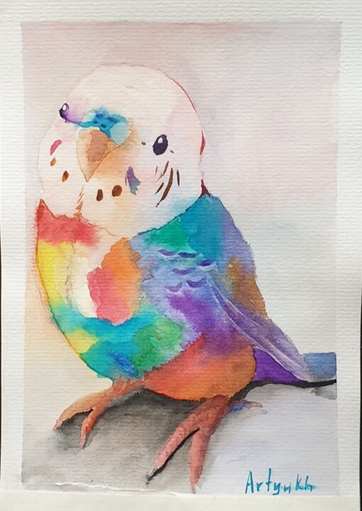 제목이 "Parrot"인 미술작품 Artyukh로, 원작, 수채화