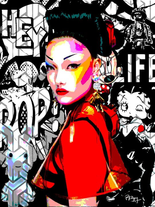 chinese pop dessin 数字艺术, 31.5x23.6 in