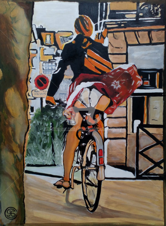 GIGI VA A DIJON 绘画, 23.6x17.7 in