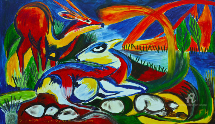 Peinture intitulée "Hommage an Franz Ma…" par Franz Hümpfner, Œuvre d'art originale, Acrylique Monté sur Châssis en bois