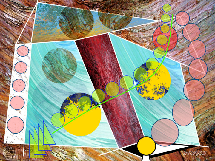 Digital Arts titled "Green Line" by Marc Bulyss, Original Artwork, Digital Painting
