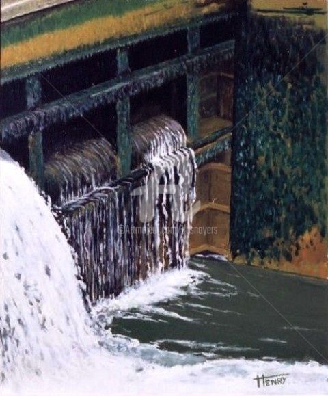 Peinture intitulée "La porte de l'églus…" par Desnoyers, Œuvre d'art originale, Acrylique