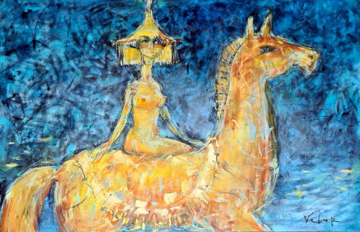 Night horse ride 绘画, 39.4x63 in