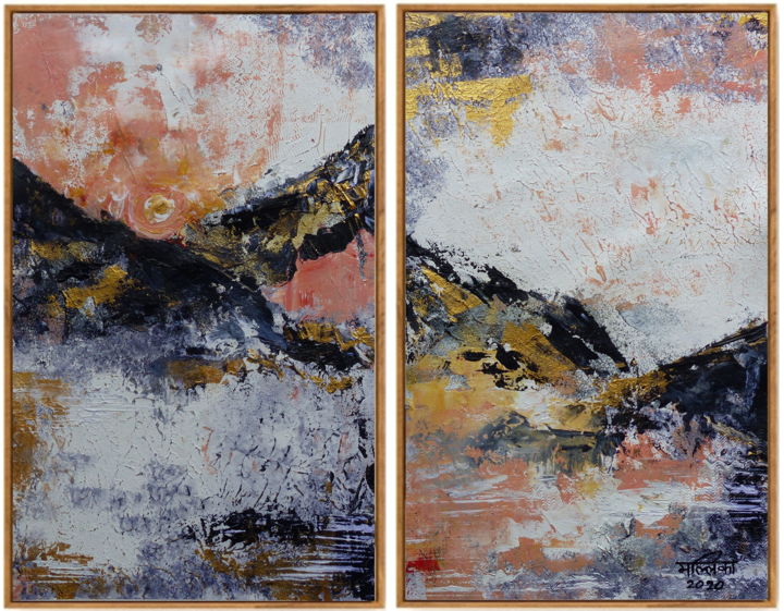 Painting titled "Hills" by Mallika Seth, Original Artwork, Acrylic