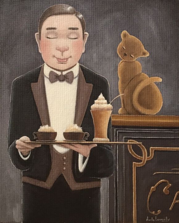 Painting titled "Café crème - 982" by Noëlle Lassailly, Original Artwork, Acrylic Mounted on Wood Stretcher frame