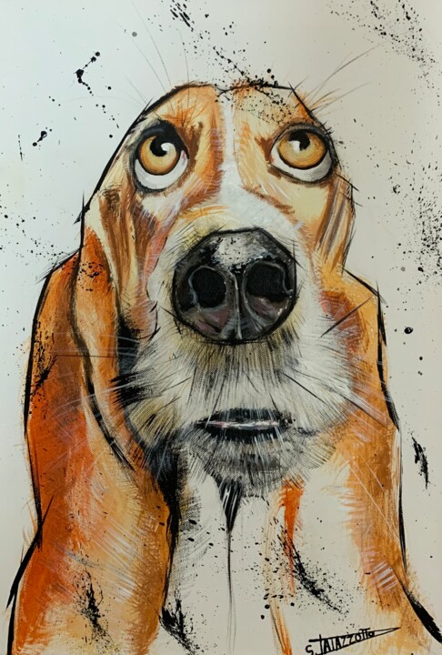 Mr Lafayette(chien) 绘画, 21.7x15.8 in
