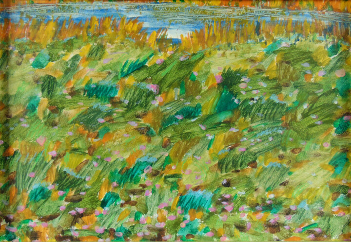 Картина под названием "Near the Oreli river" - Sergey And Vera, Подлинное произведение искусства, Масло Установлен на картон