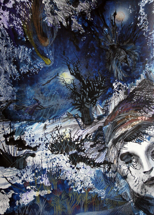 Where the Moon rises... 图画, 16.5x11.8 in