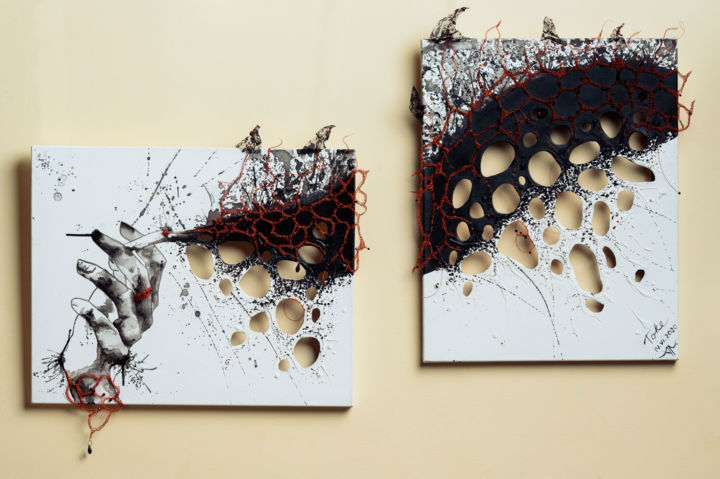 Schilderij getiteld "Toke, 3D asymmetric…" door Anastasia Anait, Origineel Kunstwerk, Acryl