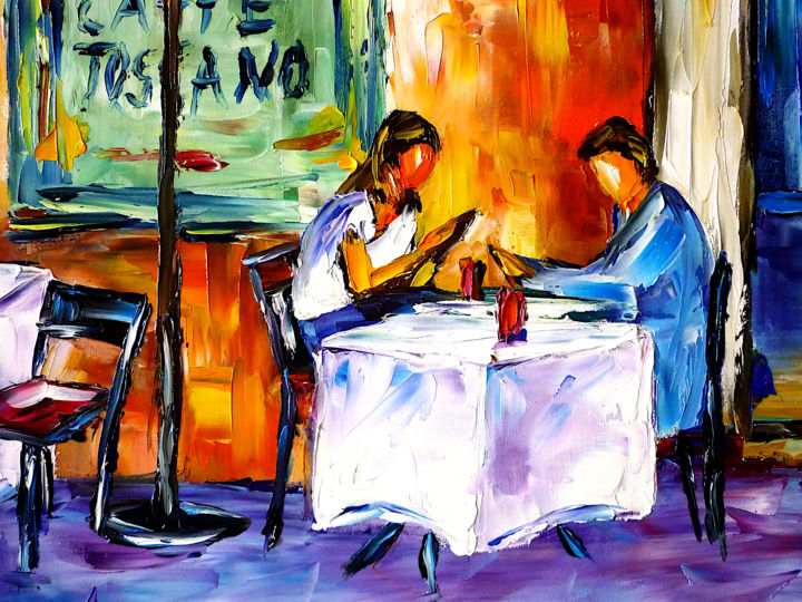 Das Gelbe Café, 絵画 Mirek Kuzniarによって | ArtMajeur