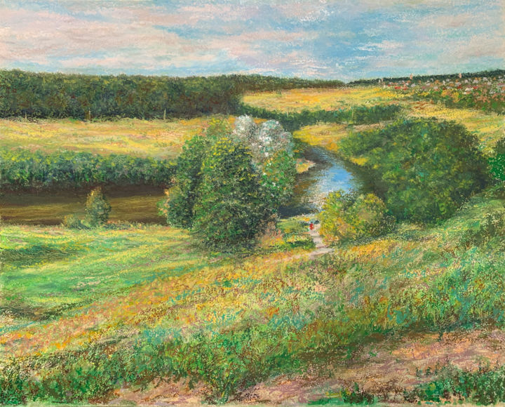 Drawing titled "In the middle of R…" by Albert Safiullin, Original Artwork, Pastel