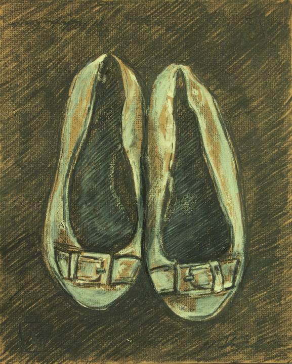 Drawing titled "Mes ballerines à bo…" by Nathalia Chipilova, Original Artwork, Graphite