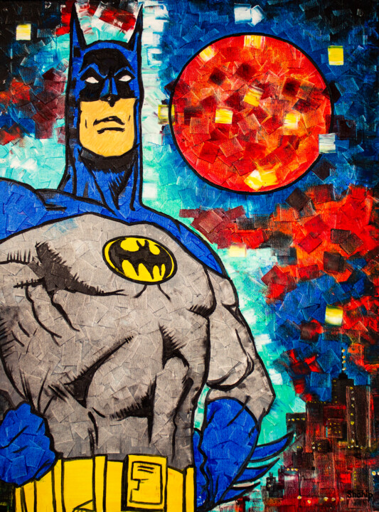 Batman. Full moon 绘画, 31.5x23.6 in