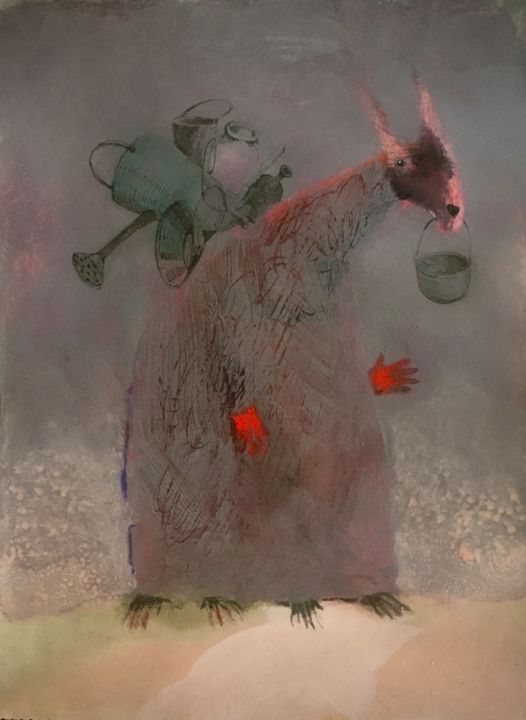 the main thing is that your hands are free 绘画, 15.4x11.4 in