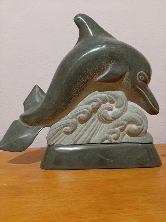 Sculpture titled "Δελφίνι 2" by Spiros Gremo, Original Artwork, Stone