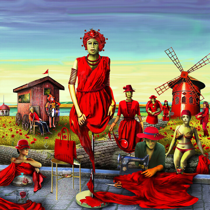 LE CAPITALISME ROUGE - RED CAPITALISM 数字艺术, 23.6x23.6 in