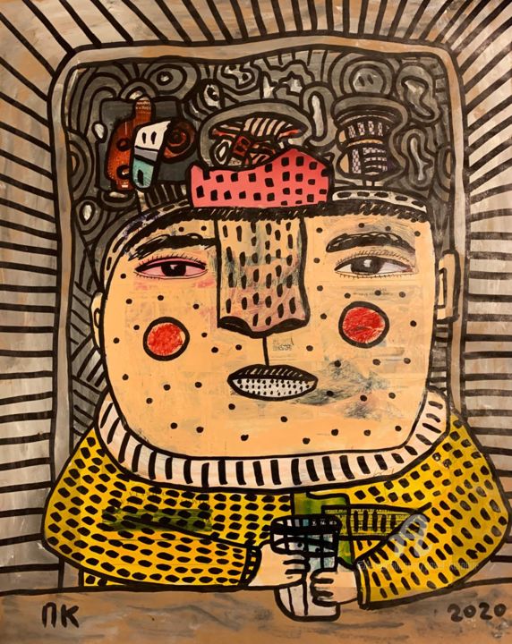 Painting titled "Quarantine. Day 55." by Pavel Kuragin, Original Artwork, Acrylic
