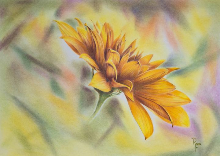 Malerei mit dem Titel "Topinambur" von Ronald Firla, Original-Kunstwerk, Conté-Buntstifte