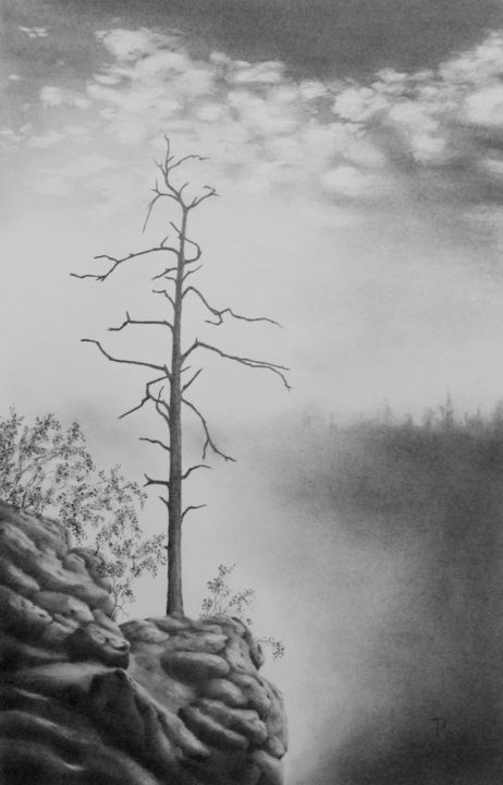 Zeichnungen mit dem Titel "Außenposten" von Ronald Firla, Original-Kunstwerk, Bleistift