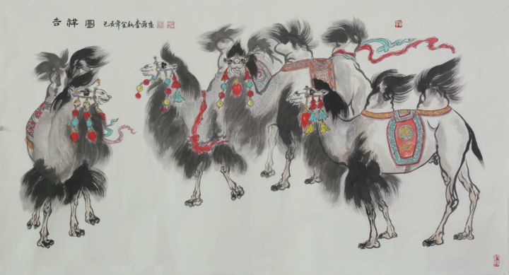 绘画 标题为“李霖 作品三组之3: 吉祥” 由Lin Li 李霖, 原创艺术品, 墨